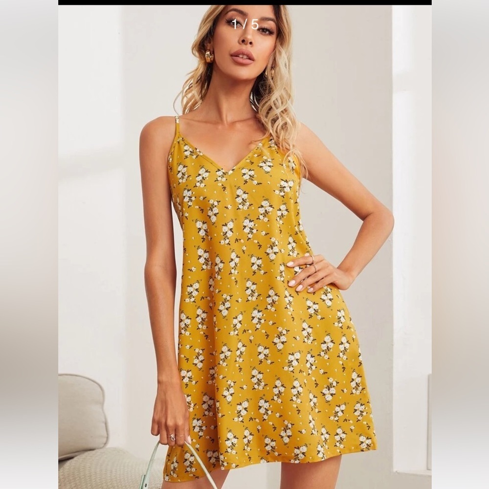 Shein Yellow Floral Dress